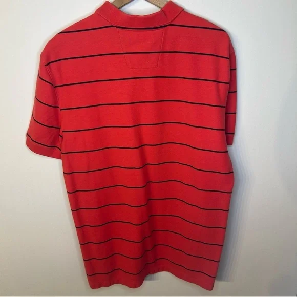 Nautica Red w/ Black Stripes Classic Fit Striped Performance Polo Deck Shirt, XL - Picture 6 of 7